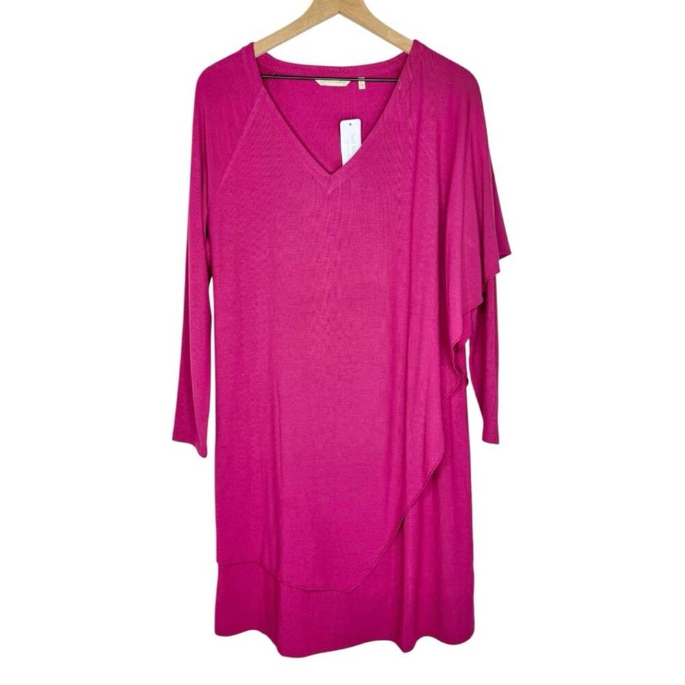 Soft Surroundings Marla Dress Pink Fuchsia Asymmetrical Hem Size M NWT